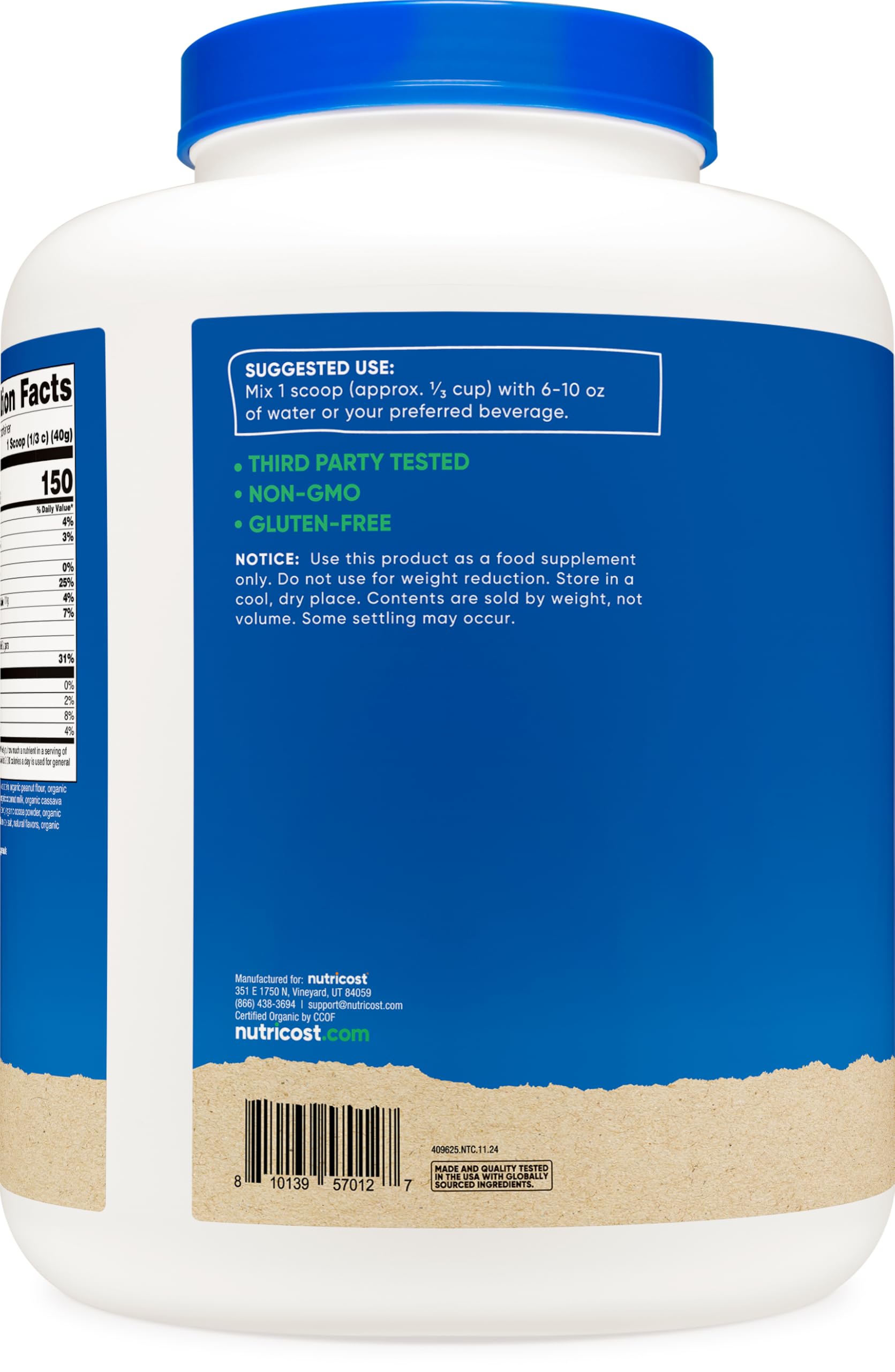 Nutricost Zero Added Sugars label complements healthy shakes.