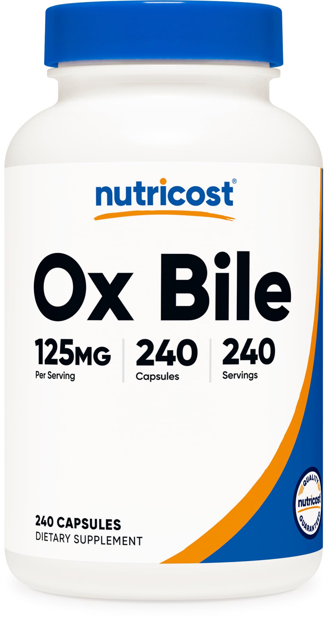Nutricost Ox Bile Capsules bottle front view for easy daily use