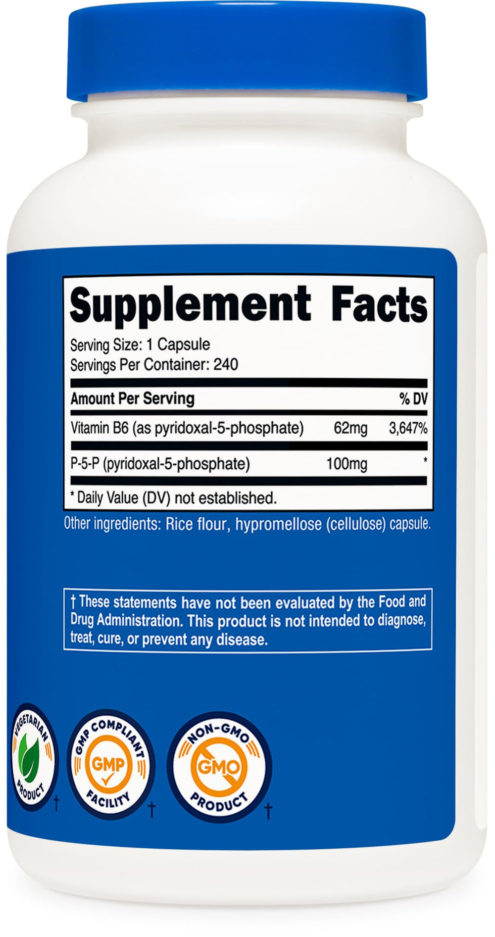 Nutricost P5P bottle on shelf; easy access daily supplement.