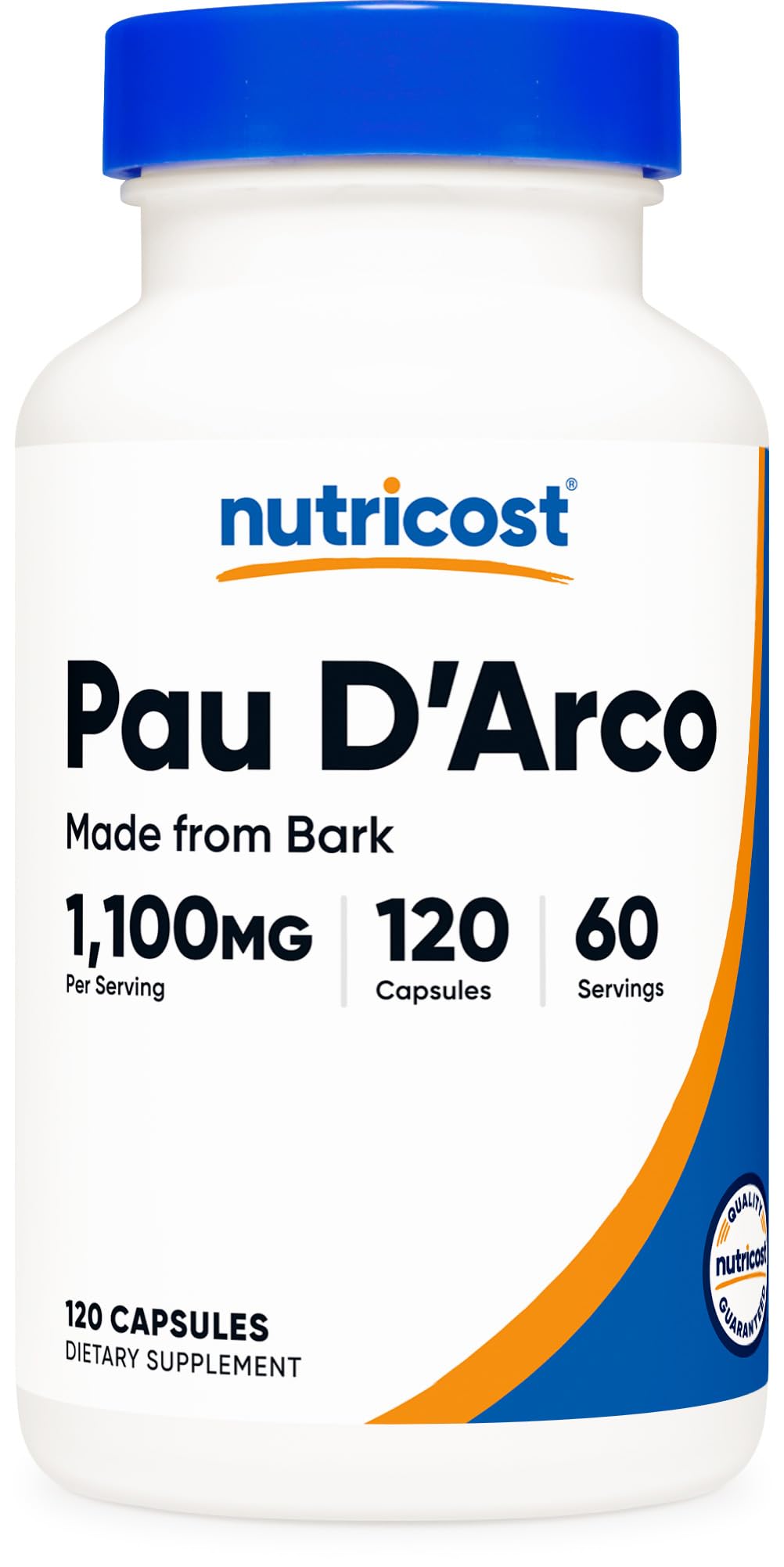 Nutricost PAU D'Arco inner bark bottle with vegetarian capsules for daily use.