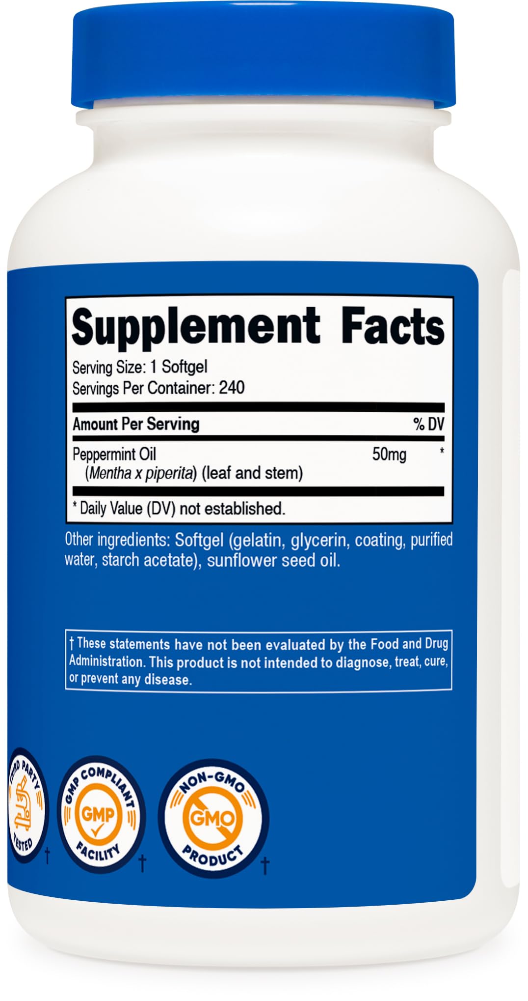 Nutricost Peppermint Oil Softgels easy-to-swallow capsules for daily routine