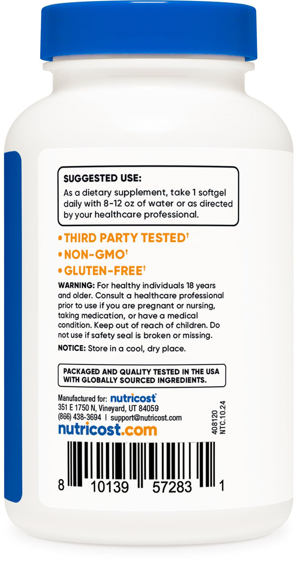 Nutricost Peppermint Oil Softgels gluten-free option for dietary needs