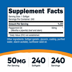 Nutricost Peppermint Oil Softgels ingredients highlight pure peppermint oil
