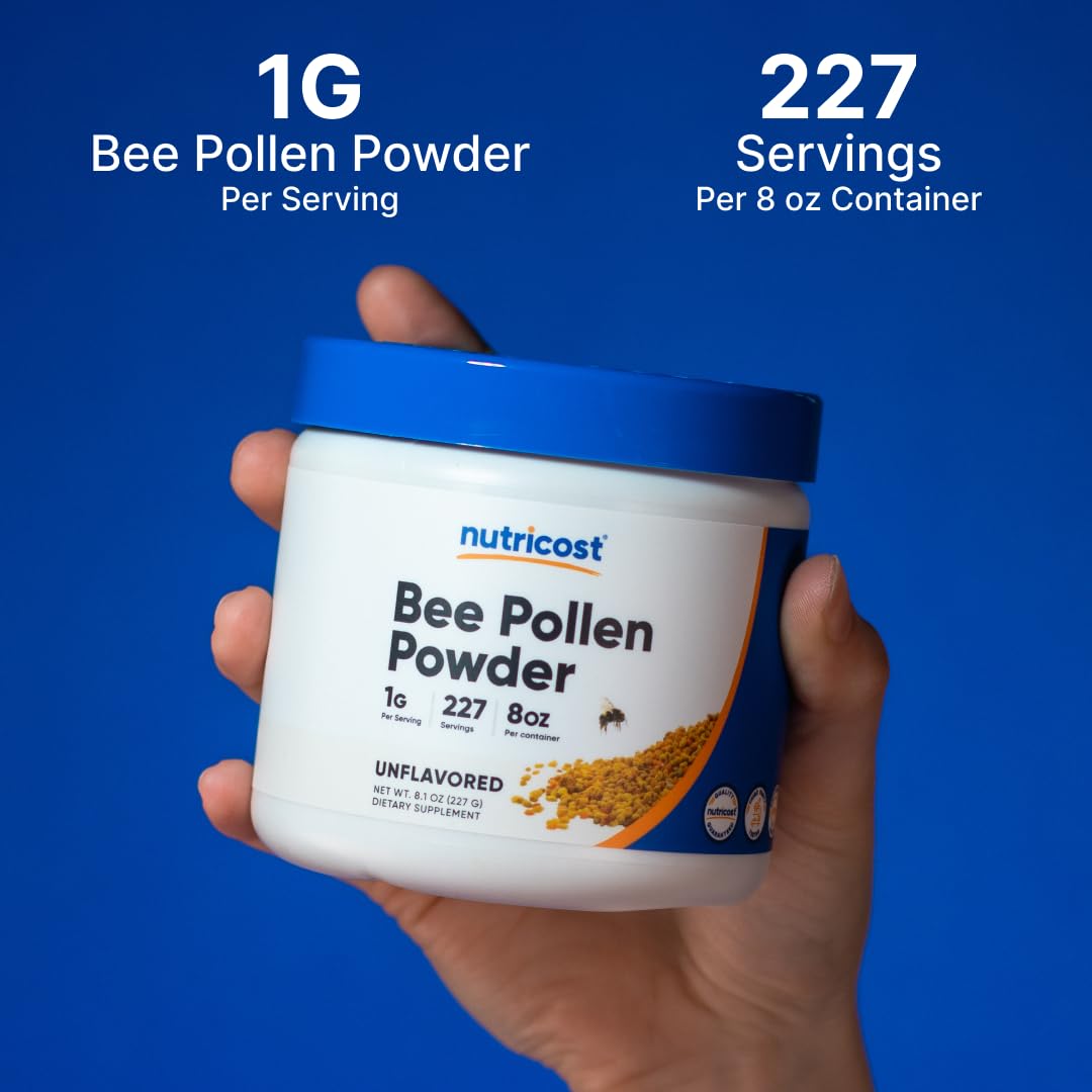 Ingredientes vegetarianos de Nutricost Polen de Abeja, sin gluten ni OGM.