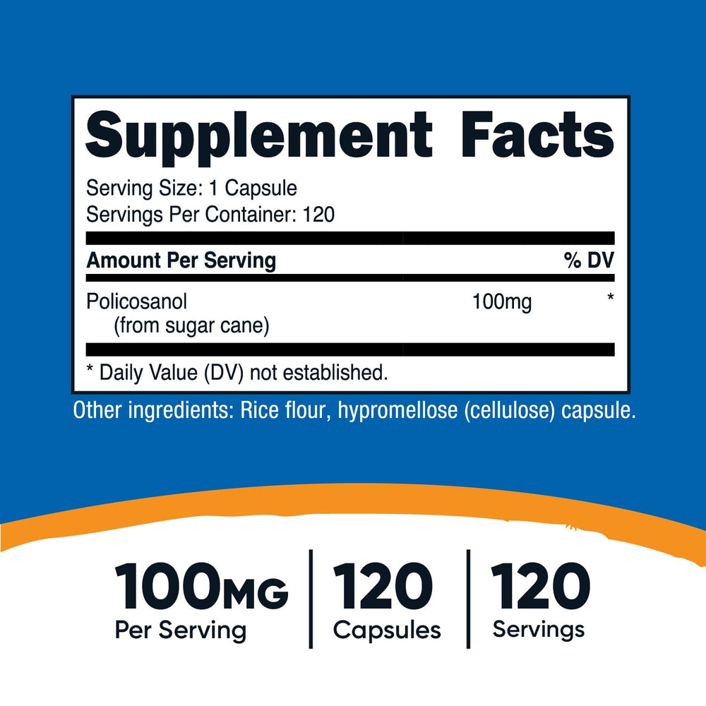 Close-up of Nutricost Policosanol capsules for easy daily dosing