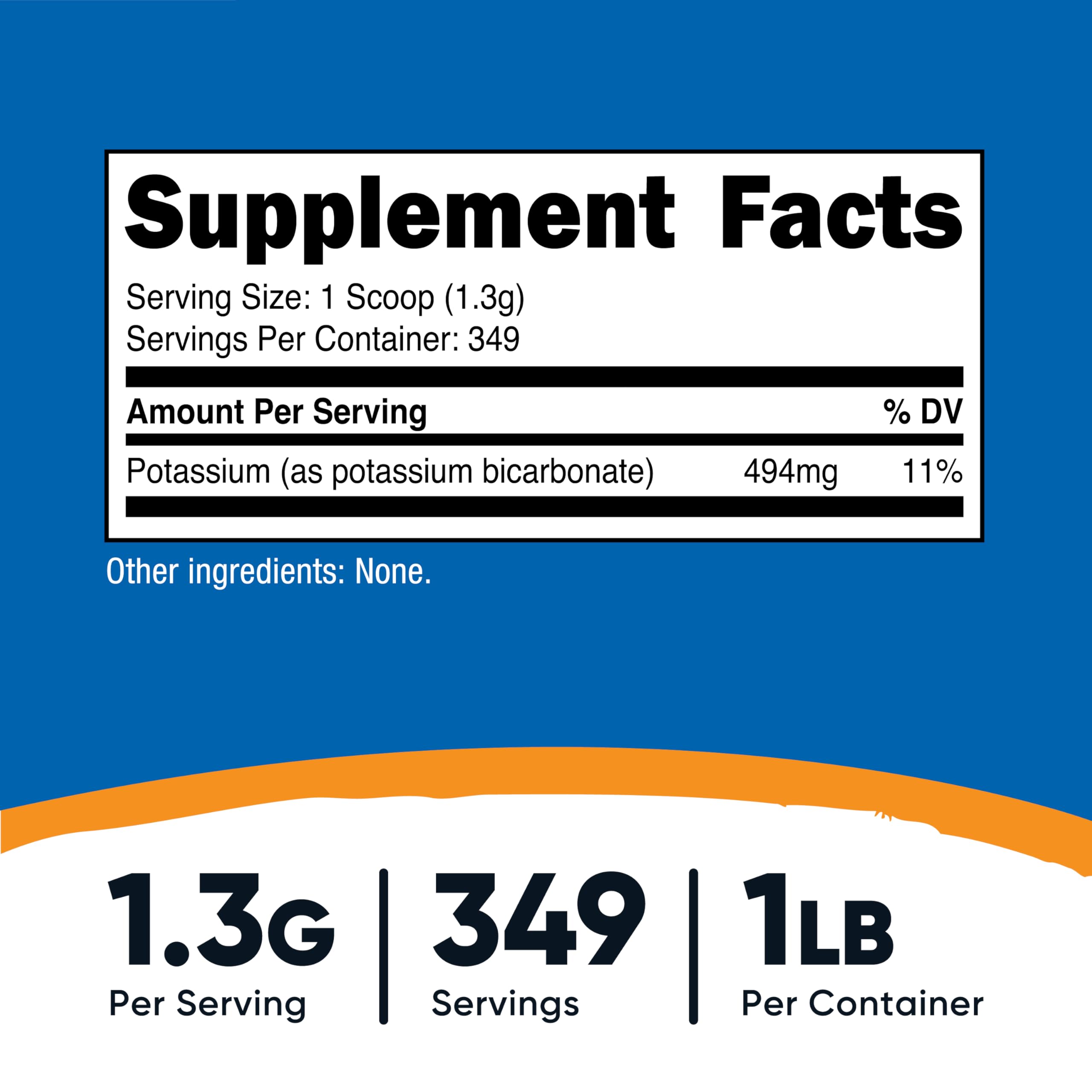 Nutricost Potassium Bicarbonate Powder and serving scoop for precise dosing.