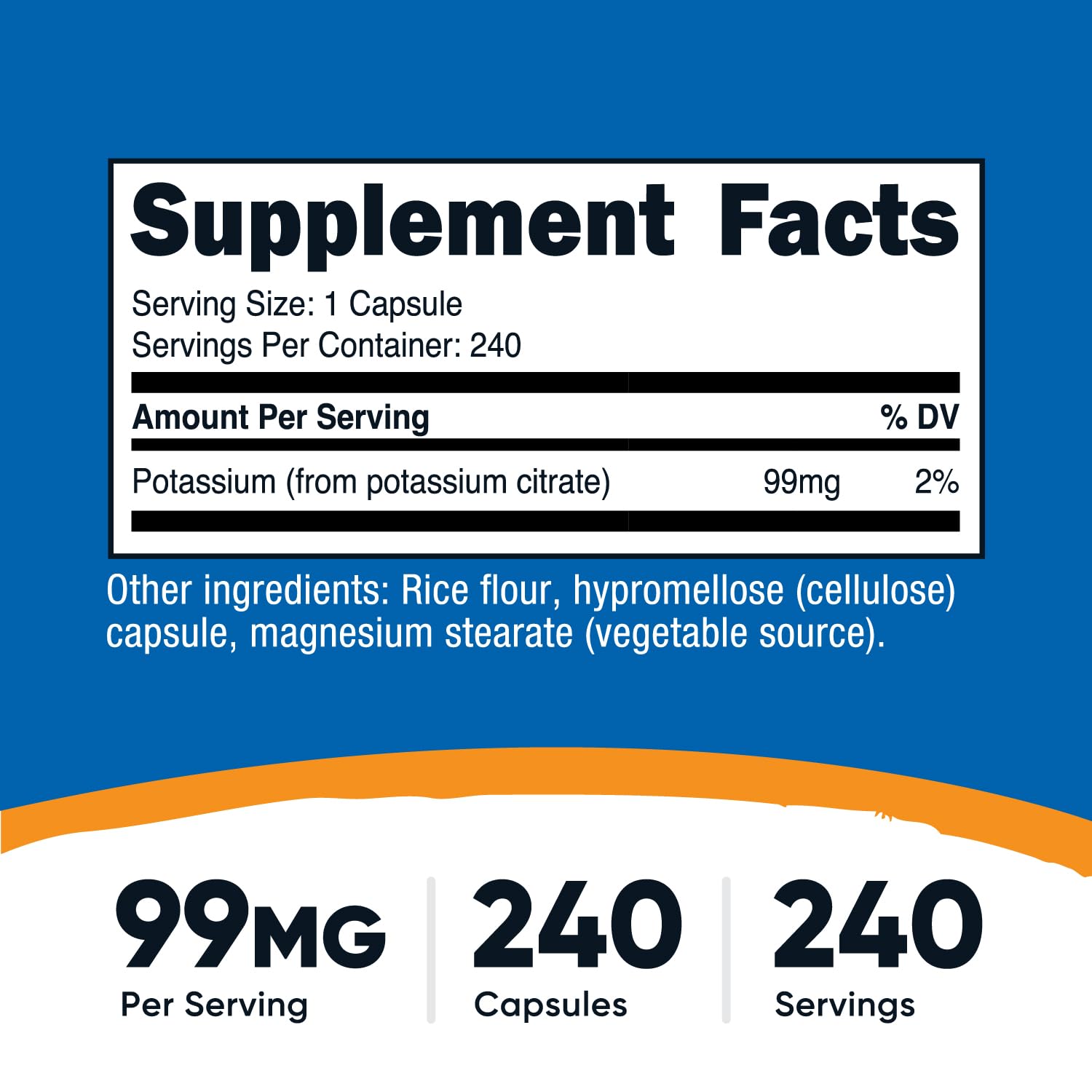 Nutricost Potassium Citrate capsules close-up highlights the small, easy-to-swallow design.