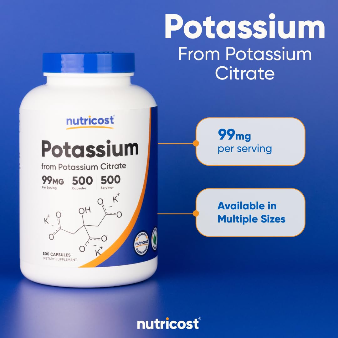 Nutricost Potassium Citrate manufacturing seal indicating quality certifications