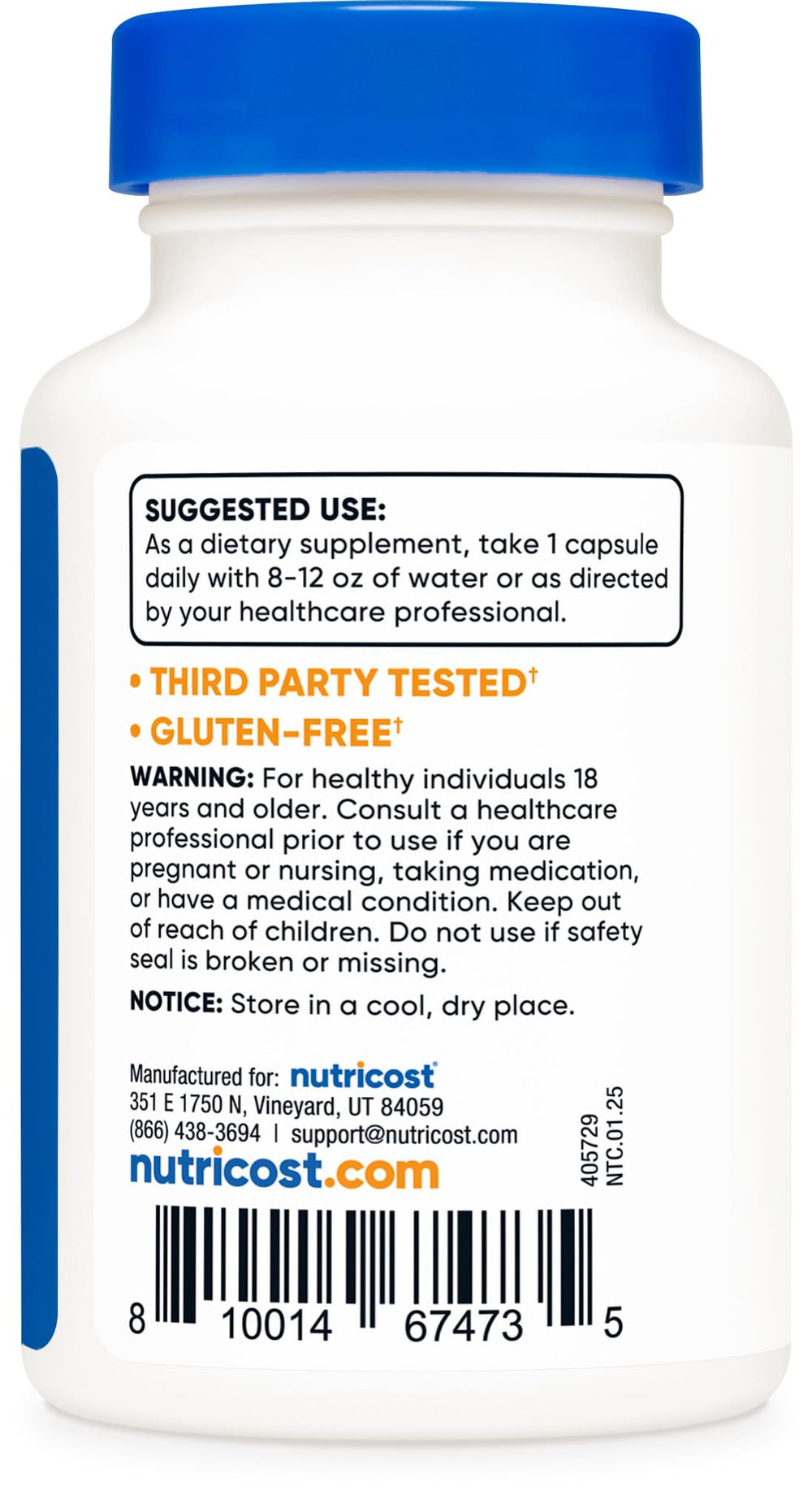 Nutricost Potassium Iodide bottle design for simple, portable use