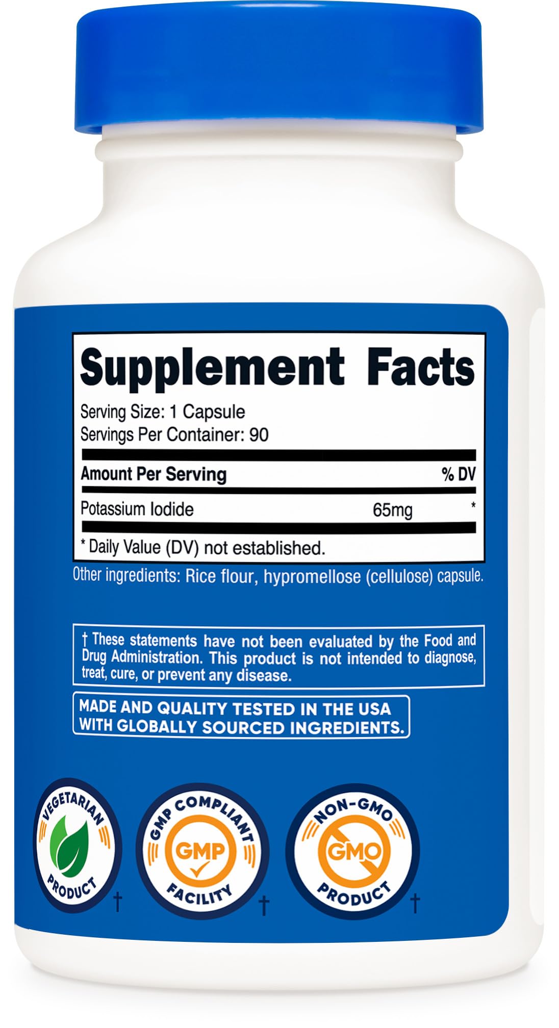 Nutricost Potassium Iodide packaging front with clear product details