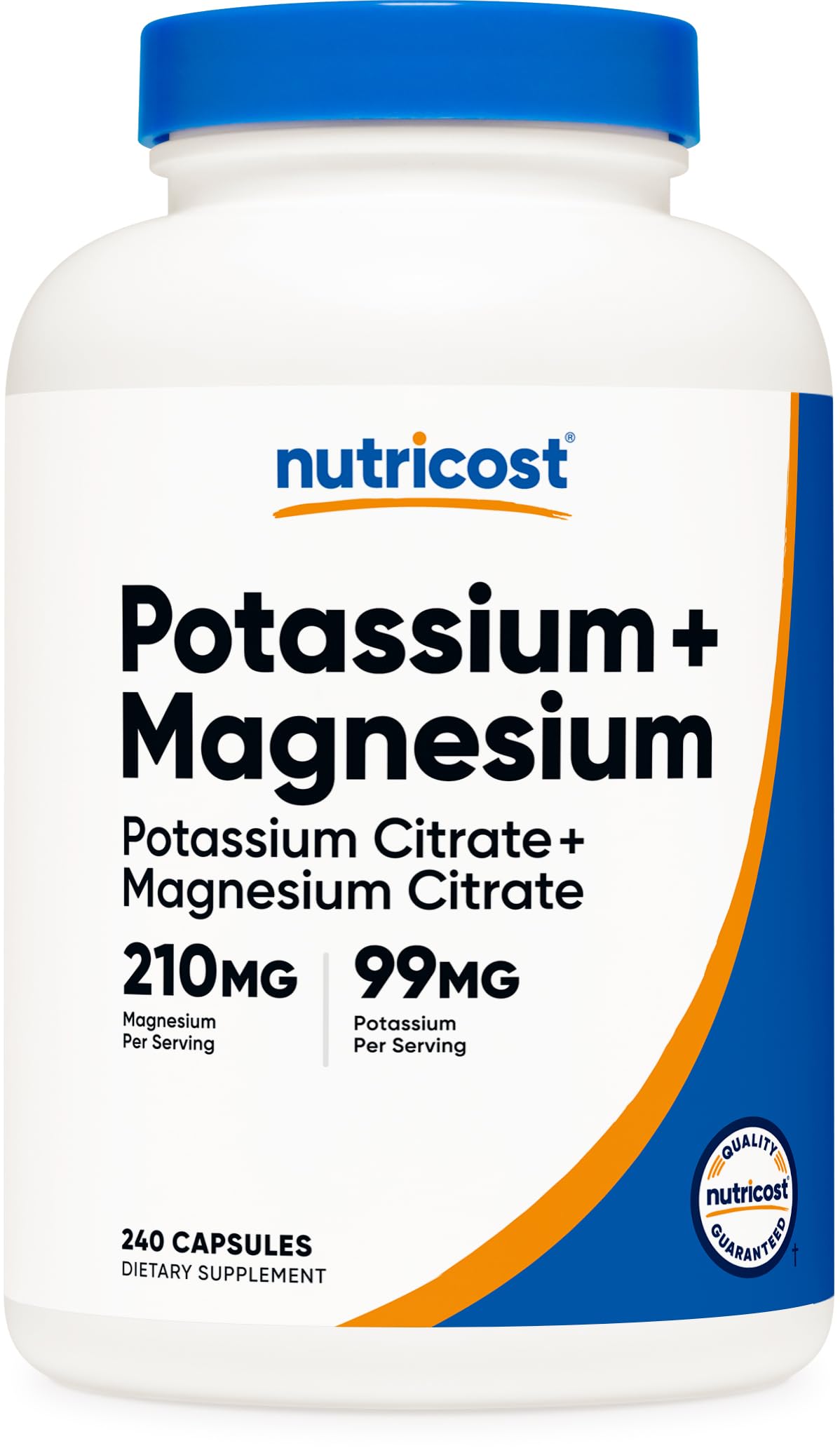Nutricost Potassium Magnesium Citrates bottle pour demonstrates easy daily dosing.