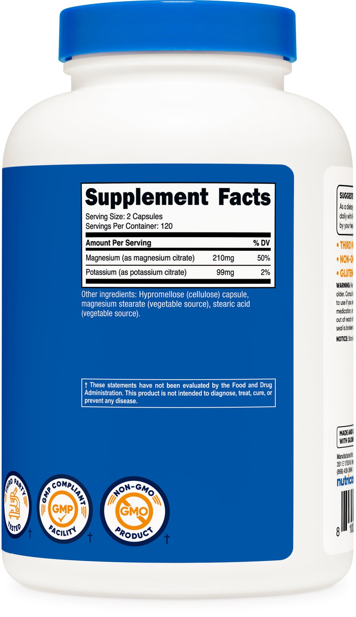 Nutricost Potassium Magnesium Citrates bottle with spoon emphasizes simple daily servings.
