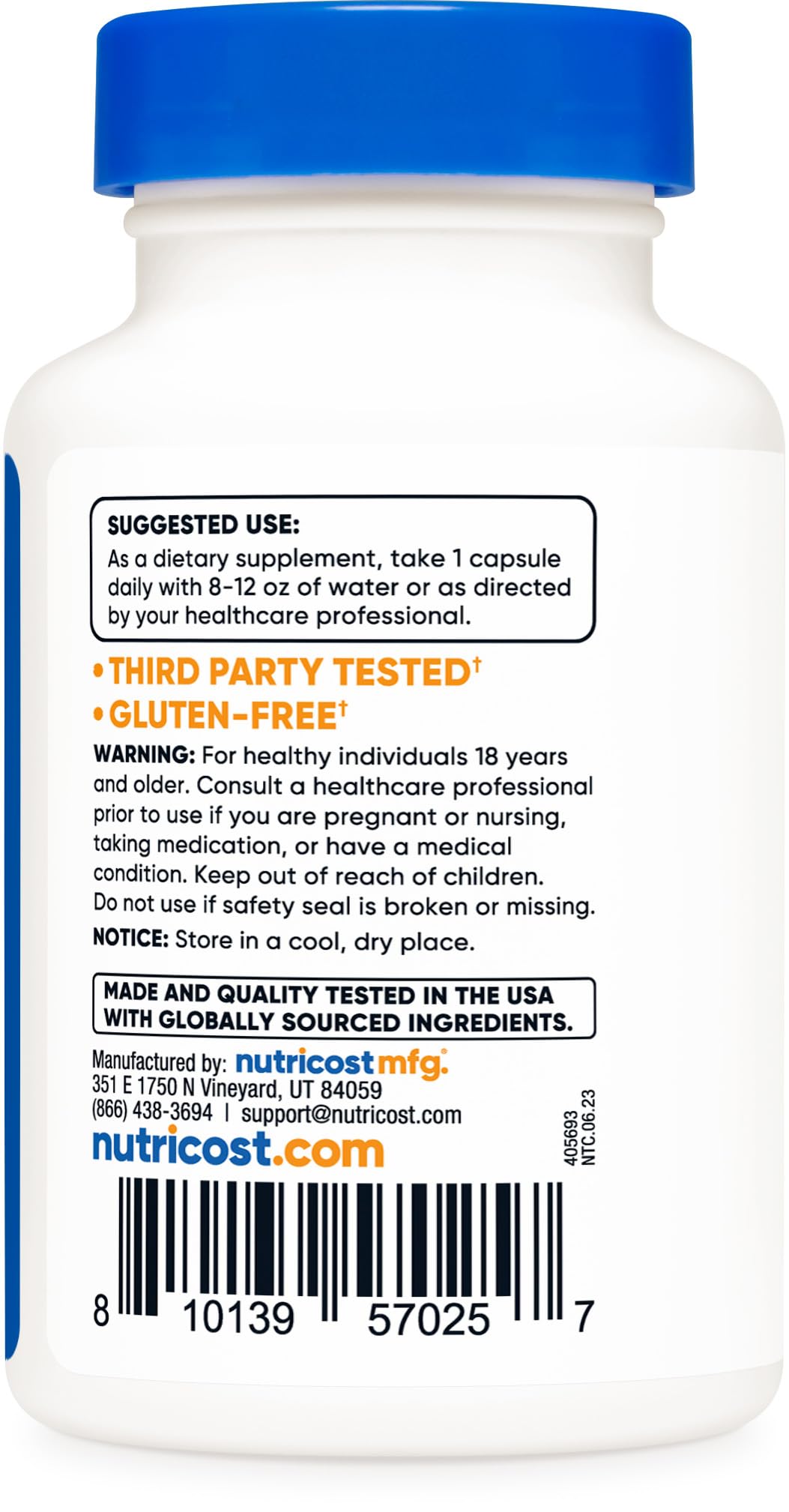 Nutricost PQQ label close-up, transparent ingredient details for informed choices
