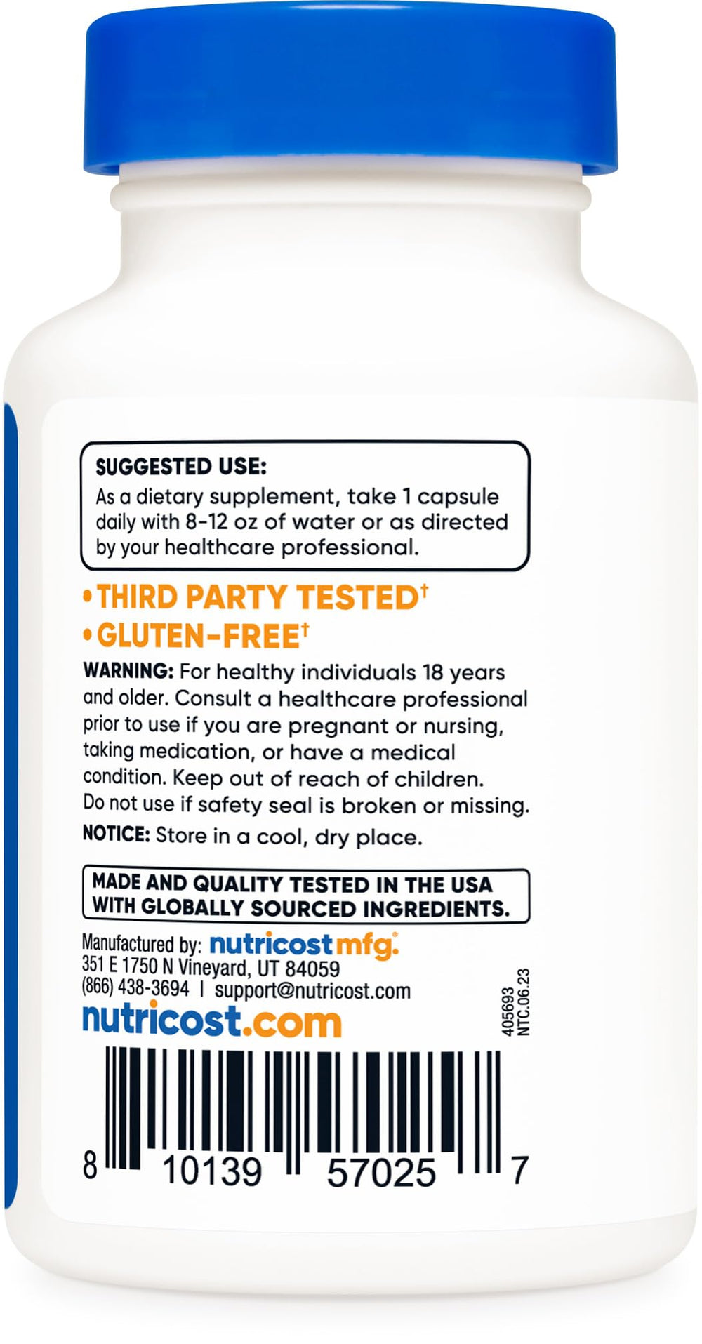 Nutricost PQQ label close-up, transparent ingredient details for informed choices