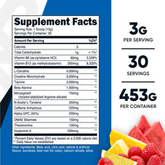 Nutricost Pre-C scoop beside glass for quick pre-workout fueling.