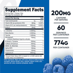Nutricost blue raspberry powder scoop ready for a high-energy workout.