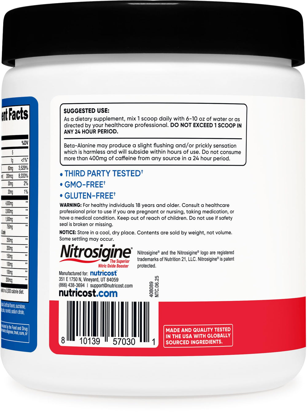 Nutricost Pre-Workout Complex fruit-punch-drink captures a vibrant, refreshing workout flavor.