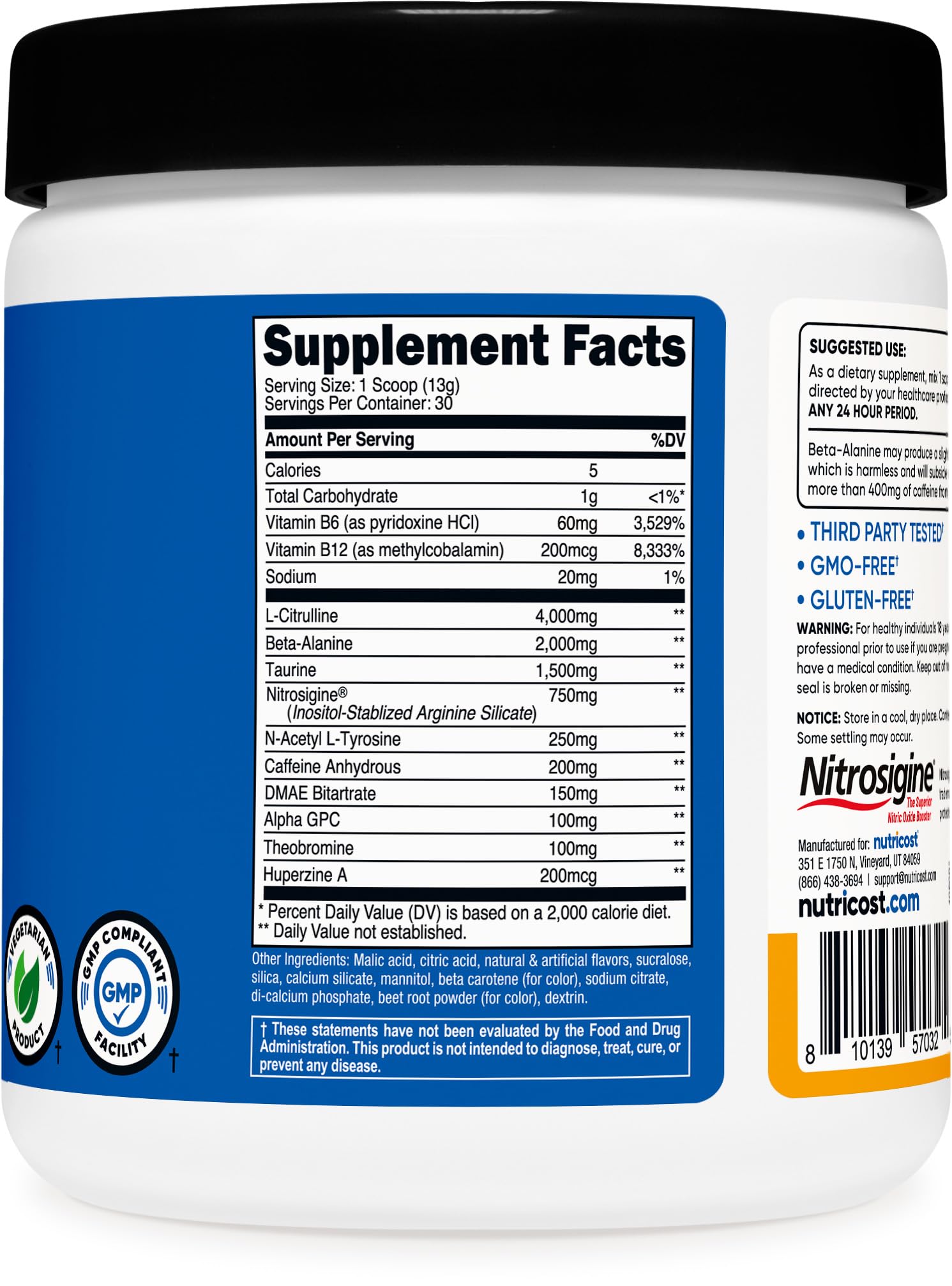Nutricost scoop with powder for consistent servings.
