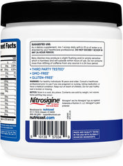 Nutricost container on gym bench suggesting on-the-go energy before sessions.