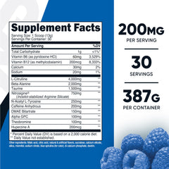 Nutricost Pre-Workout scoop with powder shown for endurance support.