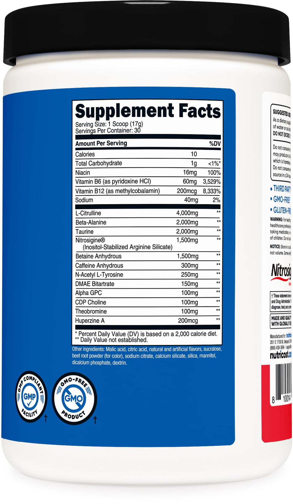 Nutricost Pre-X Xtreme on a gym shelf for pre-workout energy.