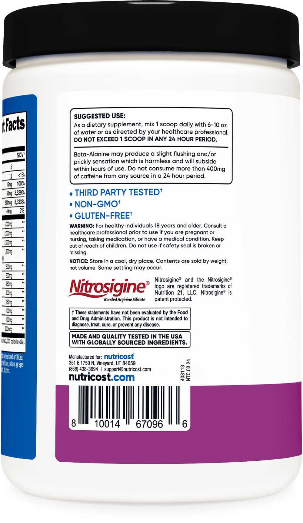 Nutricost Pre-X grape powder dissolving smoothly in water