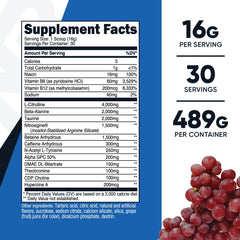 Nutricost Pre-X grape scoop showing precise serving for quick mix
