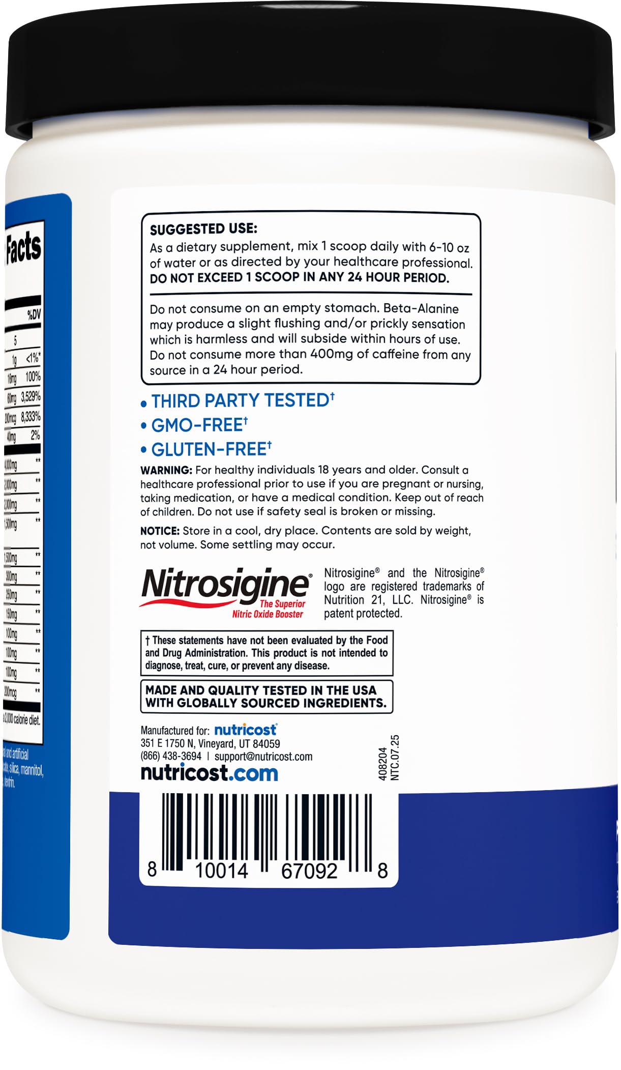 Powder dissolving smoothly in water beside a glass with Nutricost Pre-X Xtreme