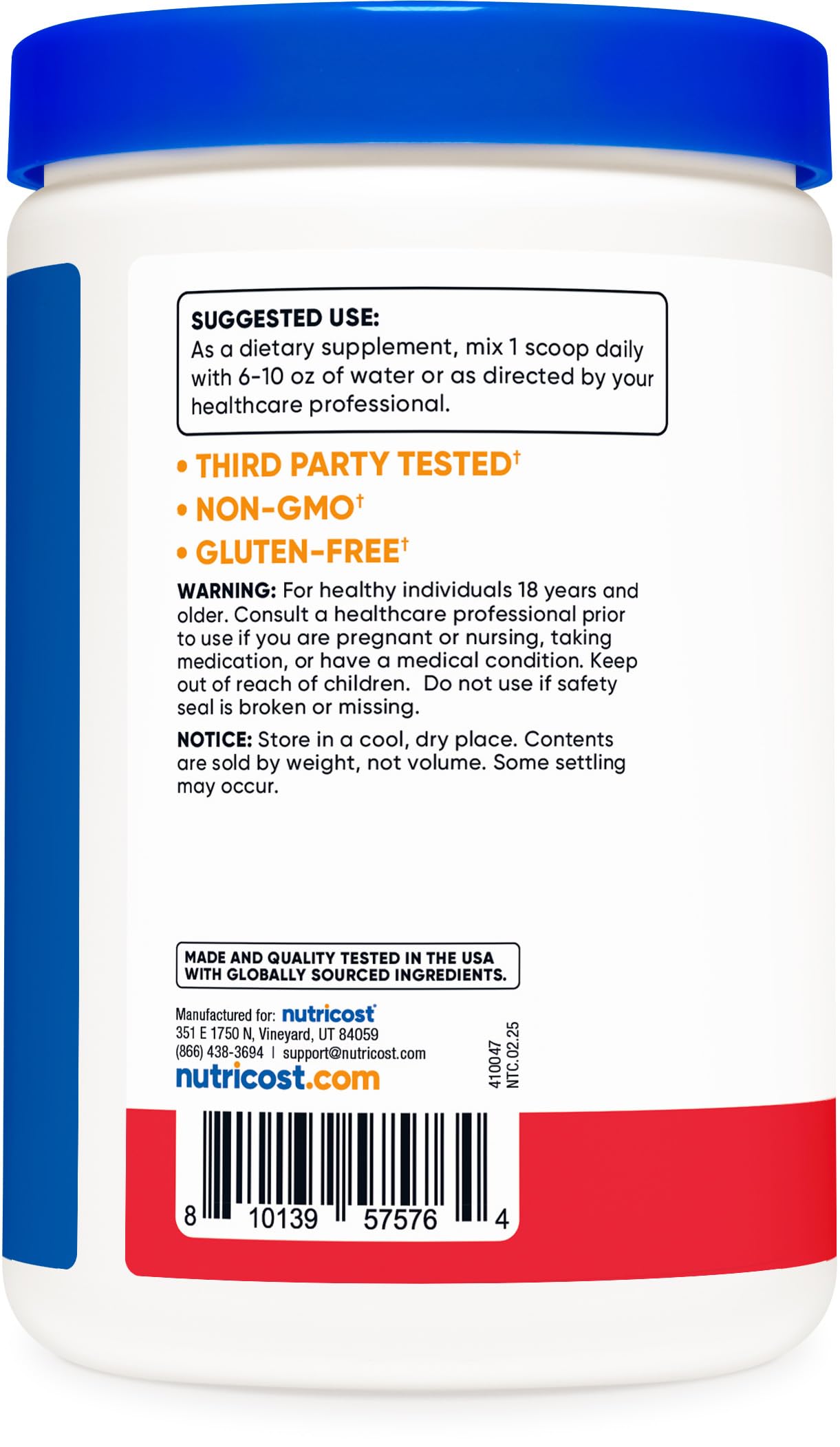 Nutricost fiber powder dissolves easily in water for a refreshing drink.