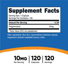 Nutricost Pregnenolone 120 capsules container for easy daily supplementation