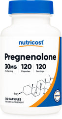 Nutricost Pregnenolone 30mg bottle with veggie capsules for daily wellness.