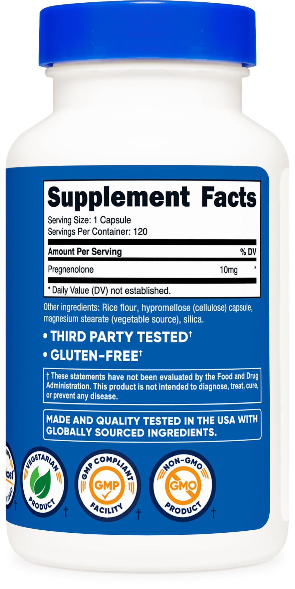 Nutricost Pregnenolone GMP facility seal indicating quality and reliability