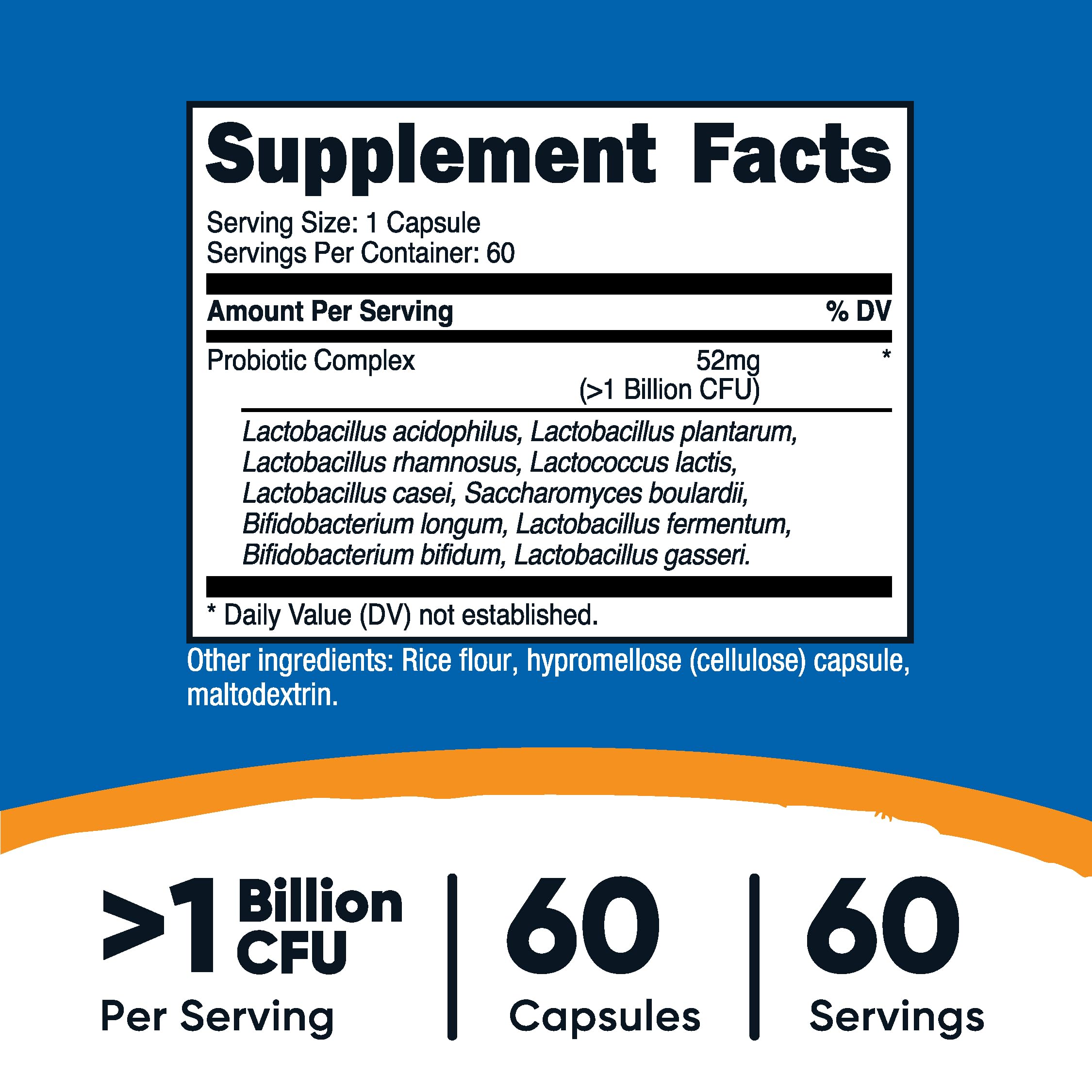 Nutricost Probiotic Complex cap close-up shows safety seal and quality assurance