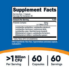 Nutricost Probiotic Complex cap close-up shows safety seal and quality assurance