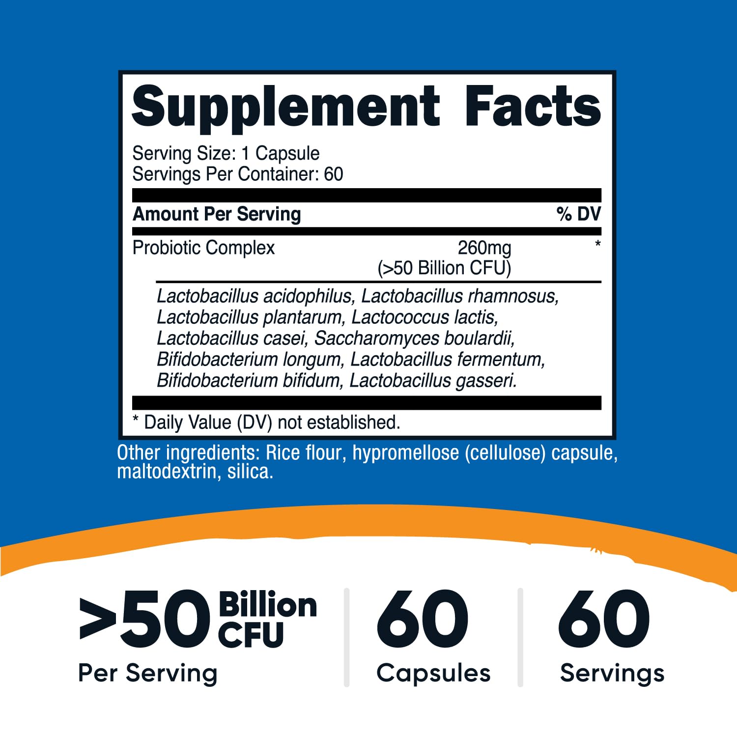 Nutricost Probiotic Complex capsules easy-swallow close-up for smooth daily use