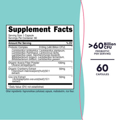 Nutricost Probiotic for Women 60B CFU capsules closeup shows easy-to-swallow design.