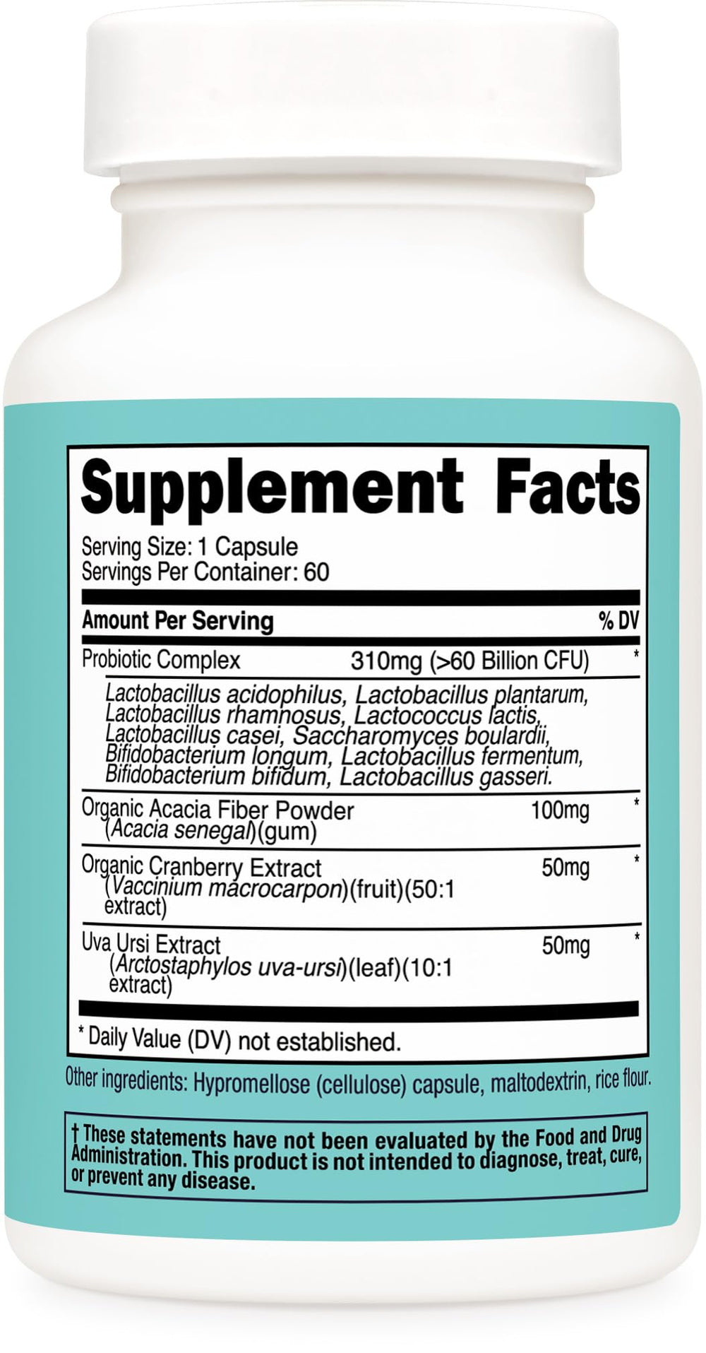 Nutricost Probiotic for Women uv-ursi extract highlights botanical daily routine ingredients.