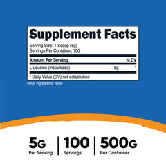 Nutricost L-Leucine measuring scoop with powder ideal for quick servings