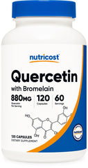 Nutricost Quercetin with Bromelain bottle label for daily wellness.