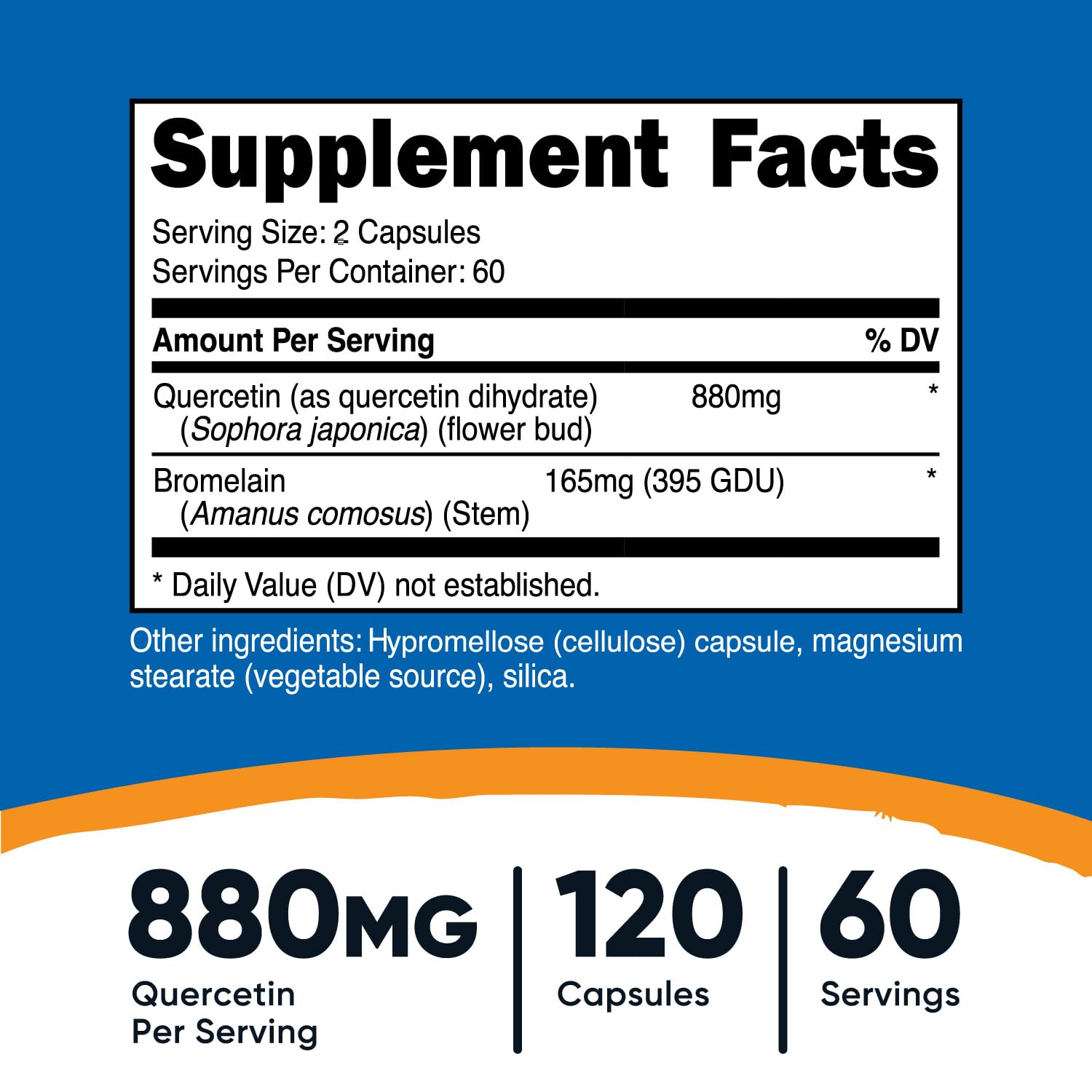 Nutricost Quercetin with Bromelain capsules ready for easy daily use.