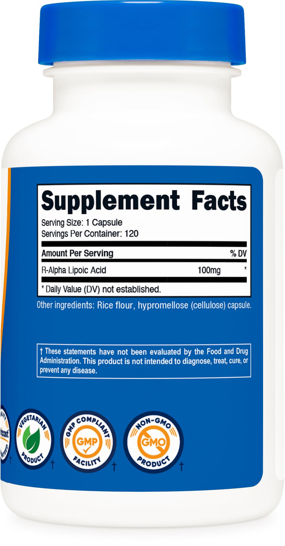 Nutricost R-ALA veggie capsules suitable for vegan, gluten-free diets