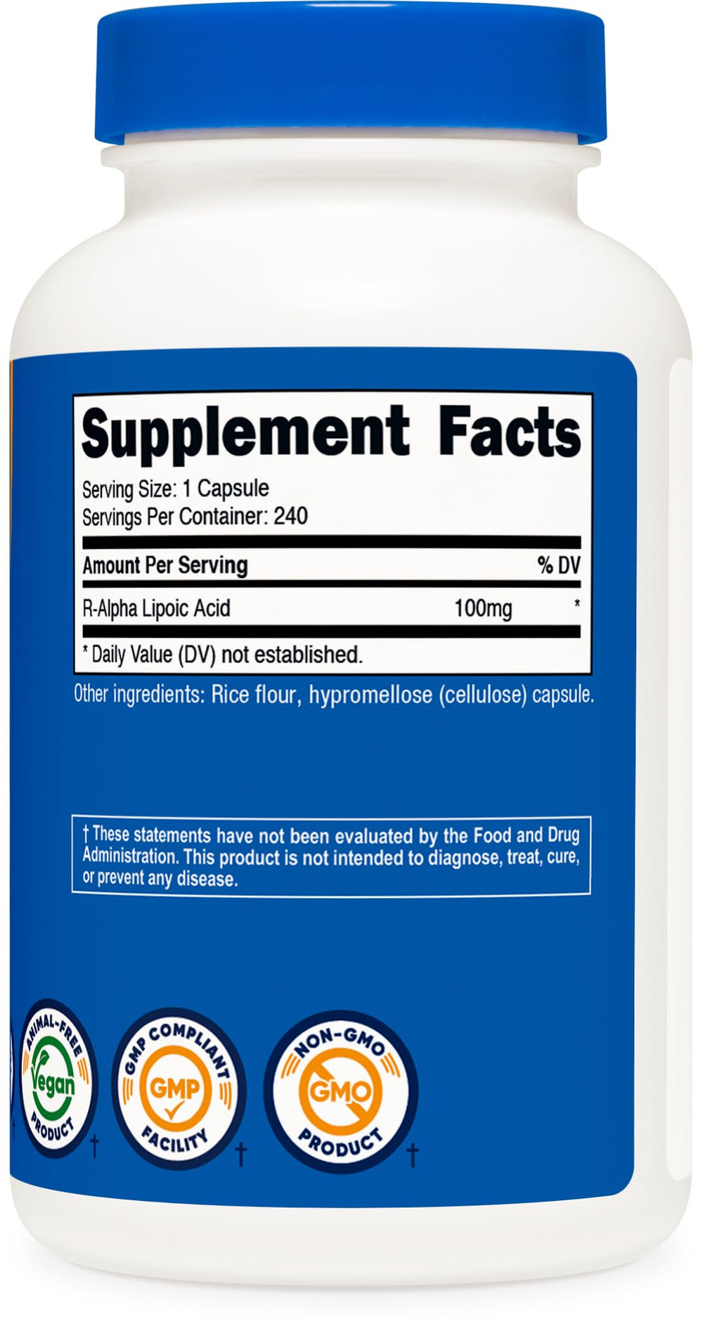 Nutricost R-ALA unopened bottle – premium supplement ready for daily use.