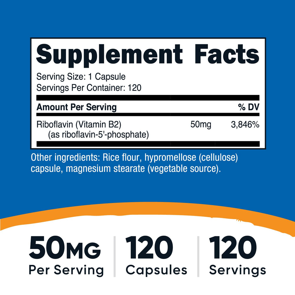 Nutricost R5P capsules close-up showing 50 mg per serving