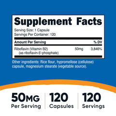 Nutricost R5P capsules close-up showing 50 mg per serving