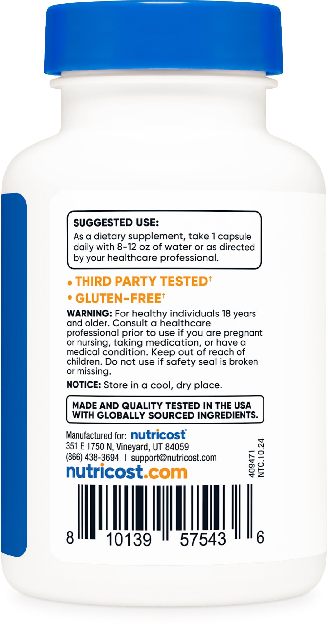 Nutricost R5P third-party testing badge on packaging