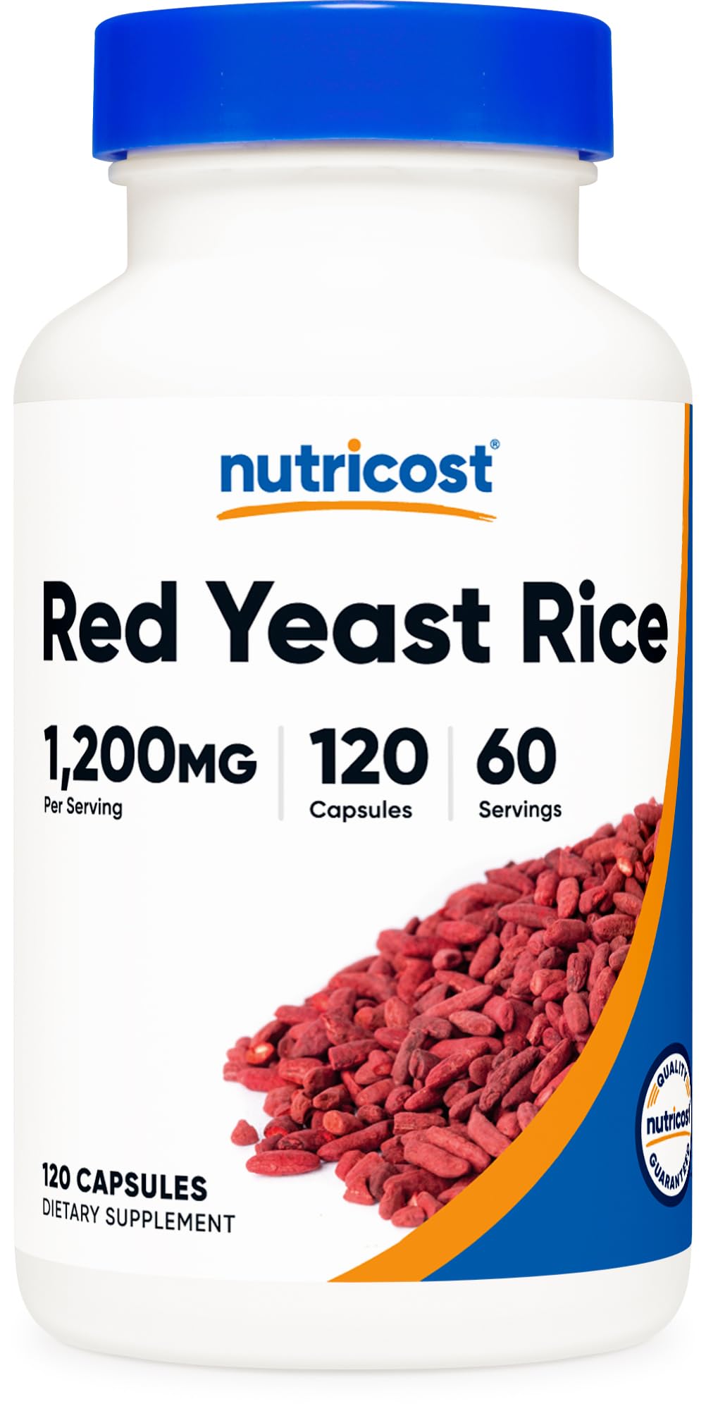 Nutricost Red Yeast Rice 1200mg bottle with veggie capsules for easy daily use.