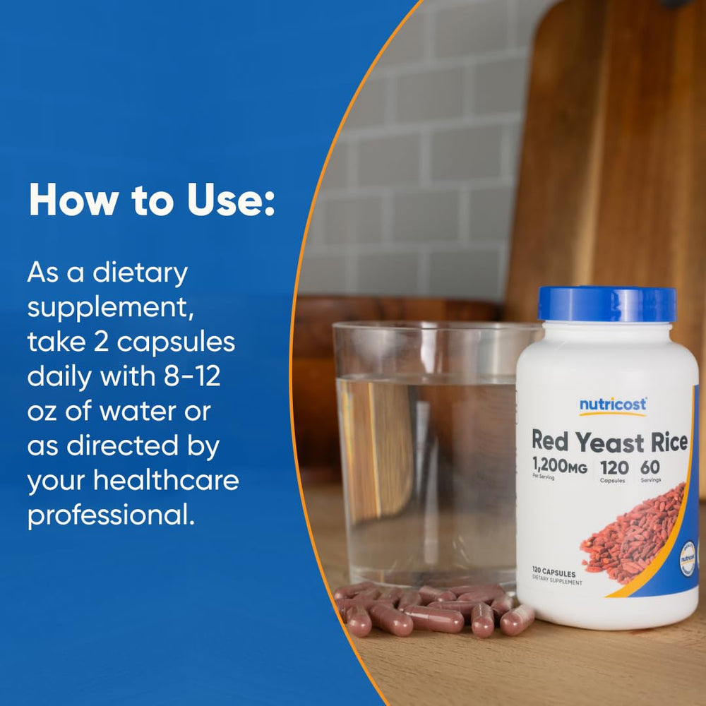 Nutricost Red Yeast Rice 1200mg packaging emphasizing quality packaging.