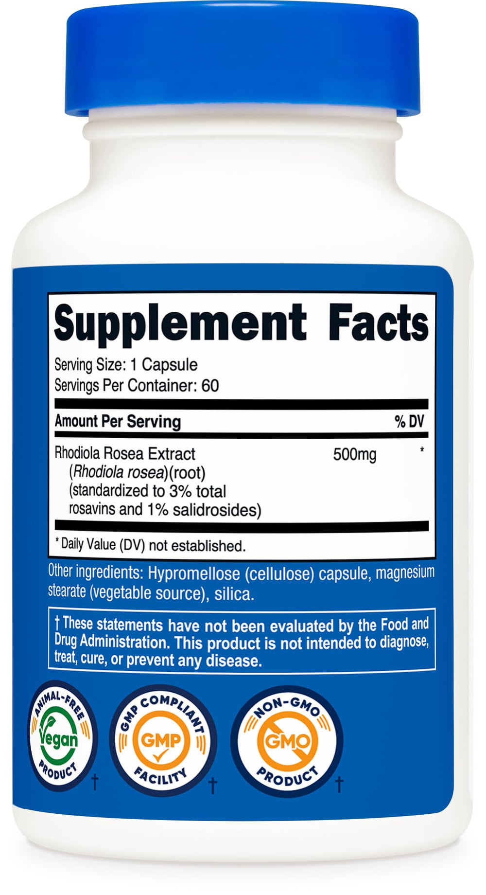 GMP-compliant facility confirms third-party testing for Nutricost Rhodiola Rosea