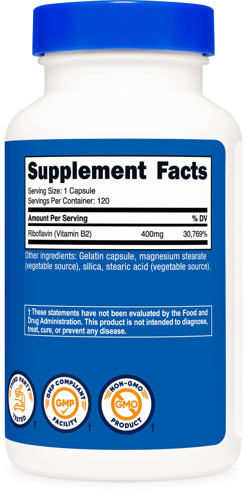 Nutricost Riboflavin 400mg packaging display on shelf