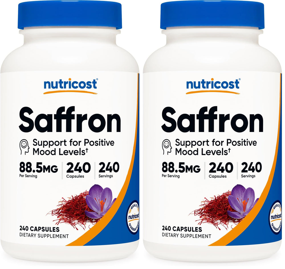 Nutricost saffron extract bottle front view showing daily wellness potential